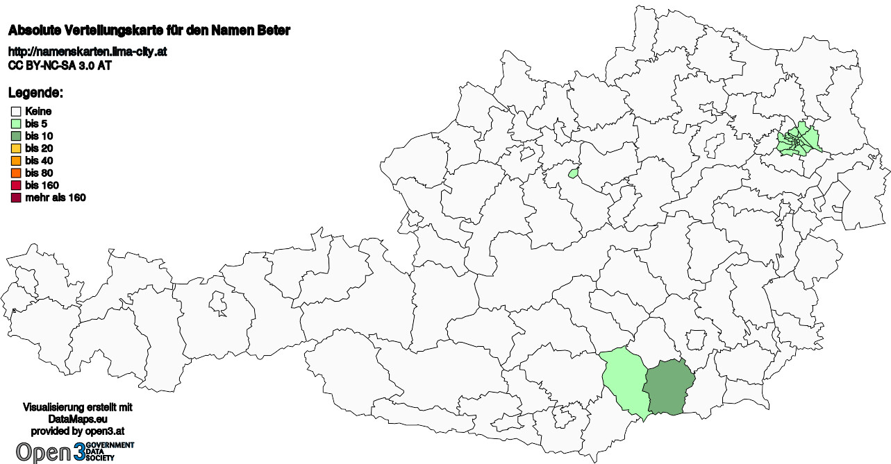 Absolute Verteilungskarten Nachnamen Beter