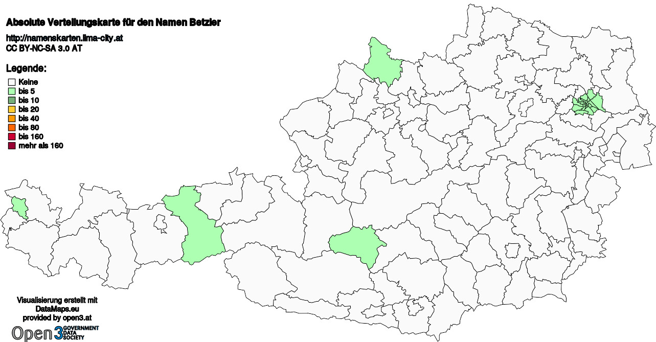 Absolute Verteilungskarten Nachnamen Betzler