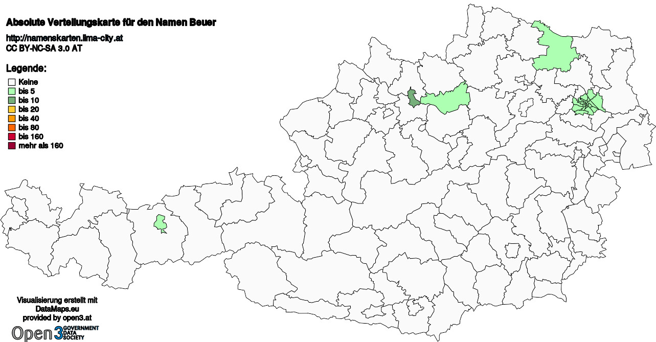 Absolute Verteilungskarten Nachnamen Beuer