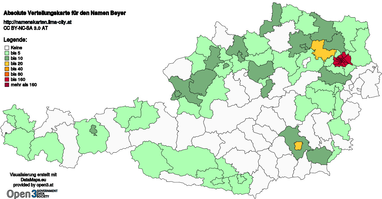 Absolute Verteilungskarten Nachnamen Beyer