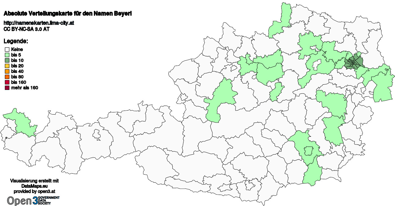 Absolute Verteilungskarten Nachnamen Beyerl
