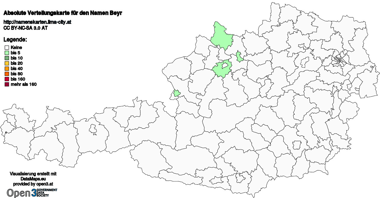 Absolute Verteilungskarten Nachnamen Beyr