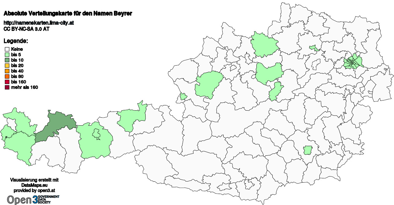 Absolute Verteilungskarten Nachnamen Beyrer