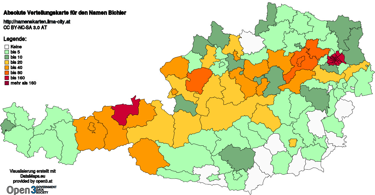 Absolute Verteilungskarten Nachnamen Bichler