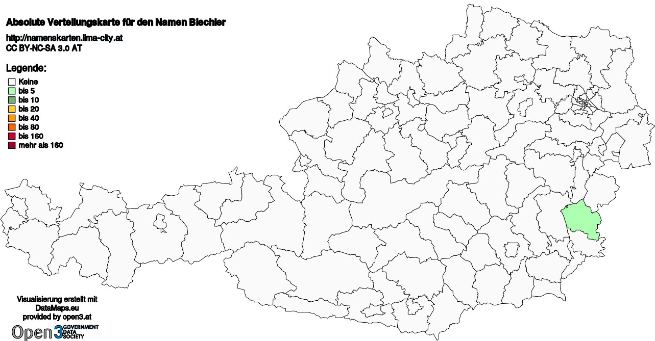 Absolute Verteilungskarten Nachnamen Biechler