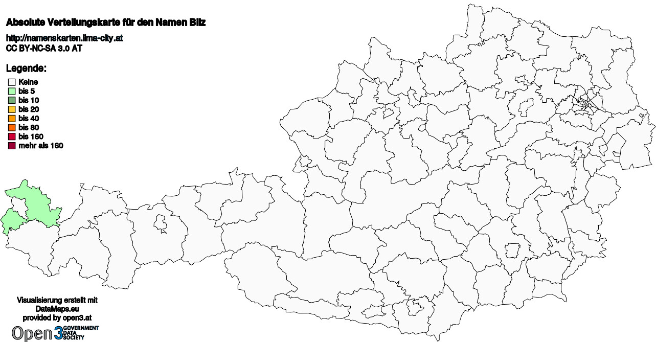 Absolute Verteilungskarten Nachnamen Bilz