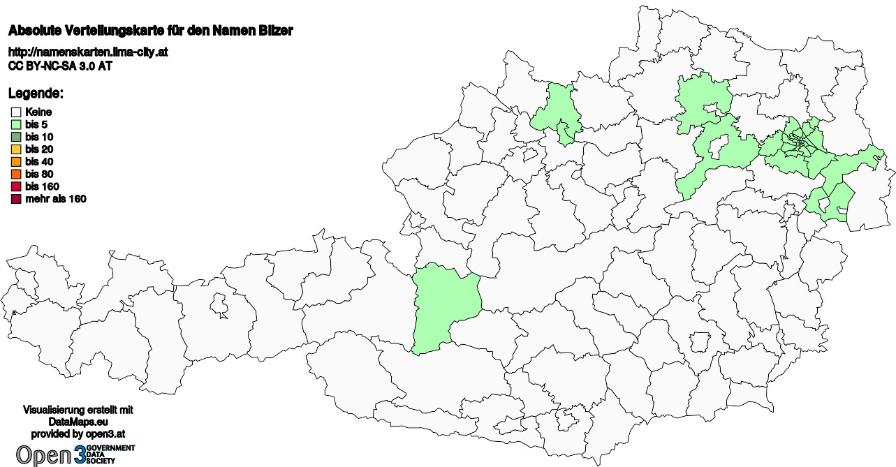 Absolute Verteilungskarten Nachnamen Bilzer