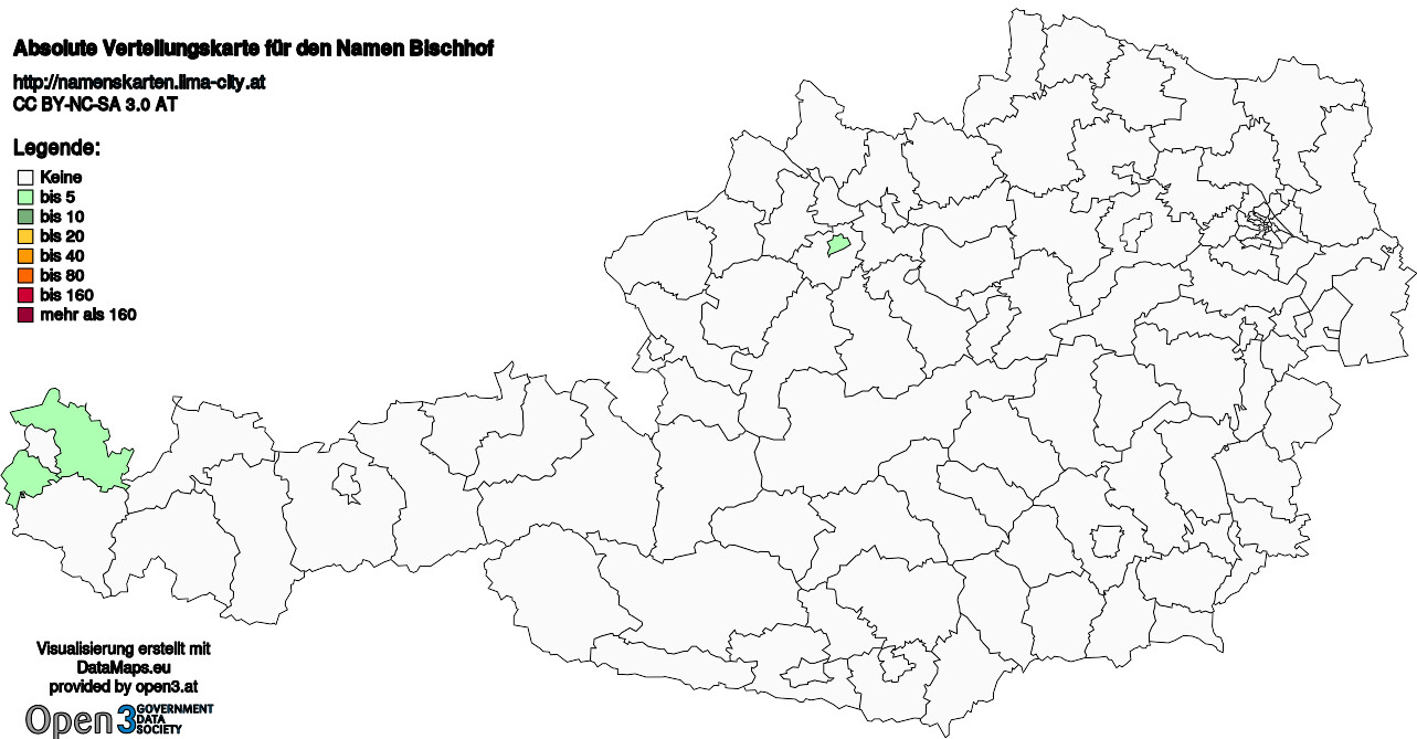 Absolute Verteilungskarten Nachnamen Bischhof