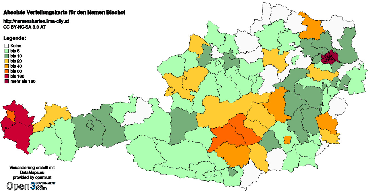 Absolute Verteilungskarten Nachnamen Bischof