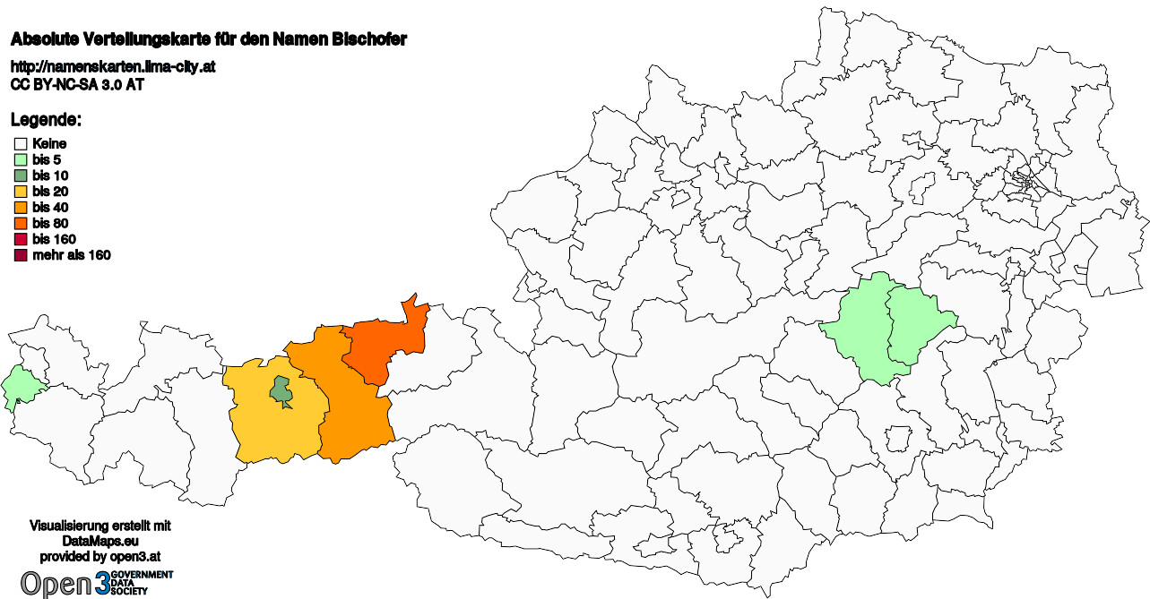 Absolute Verteilungskarten Nachnamen Bischofer
