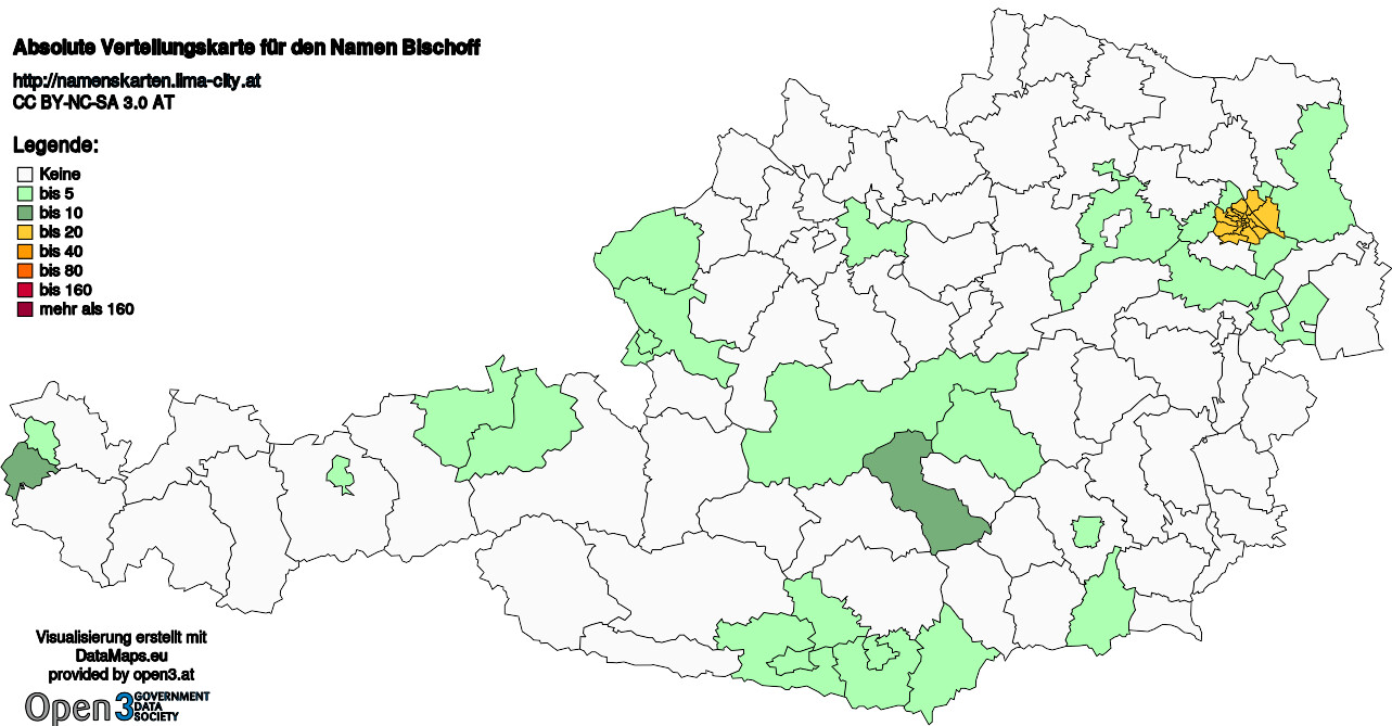 Absolute Verteilungskarten Nachnamen Bischoff