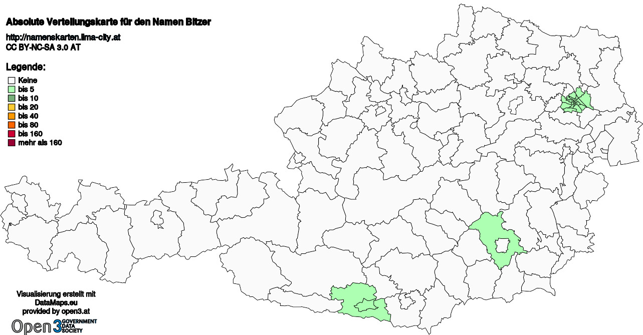 Absolute Verteilungskarten Nachnamen Bitzer