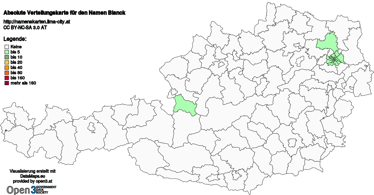 Absolute Verteilungskarten Nachnamen Blanck