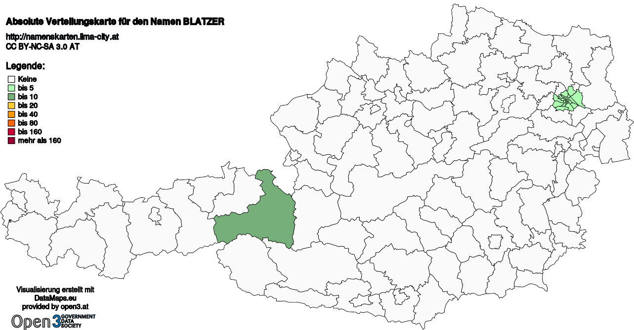 Absolute Verteilungskarten Nachnamen Blatzer