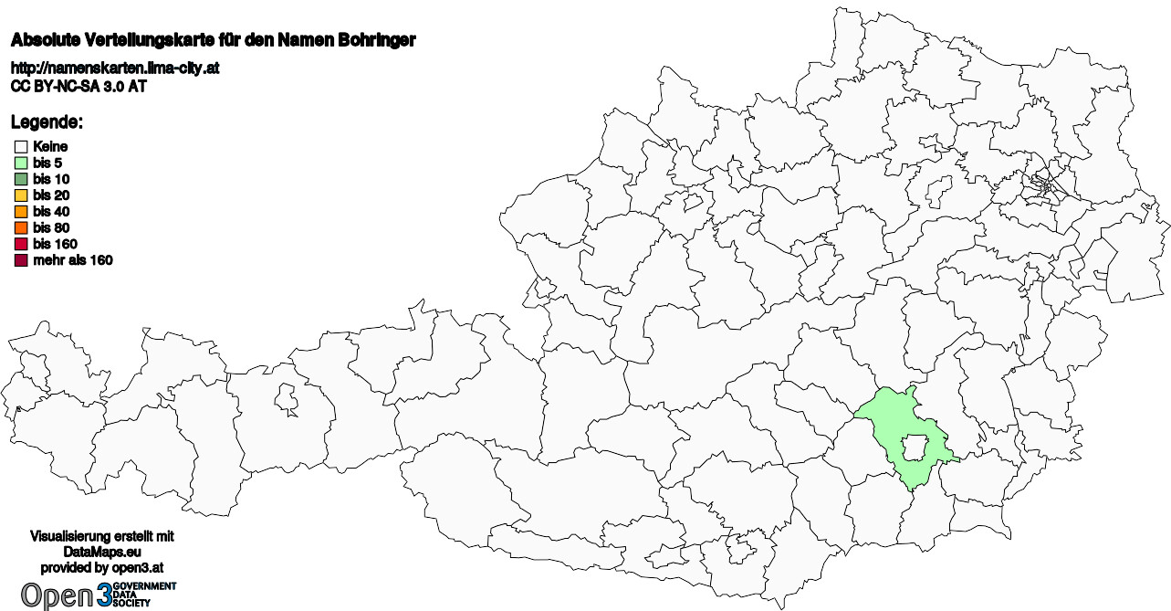 Absolute Verteilungskarten Nachnamen Bohringer