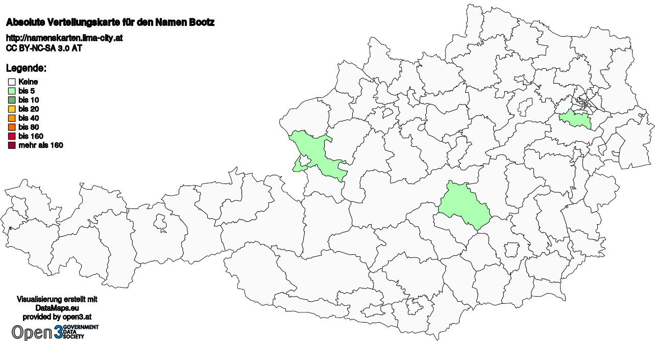 Absolute Verteilungskarten Nachnamen Bootz