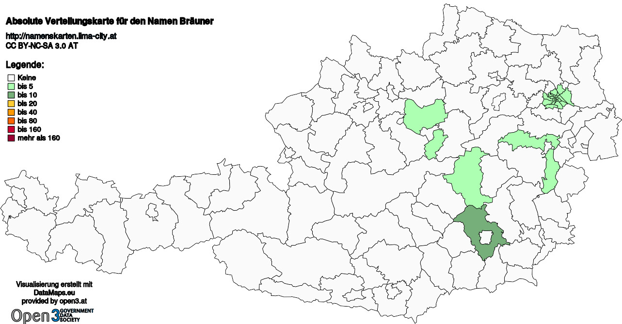 Absolute Verteilungskarten Nachnamen Bräuner
