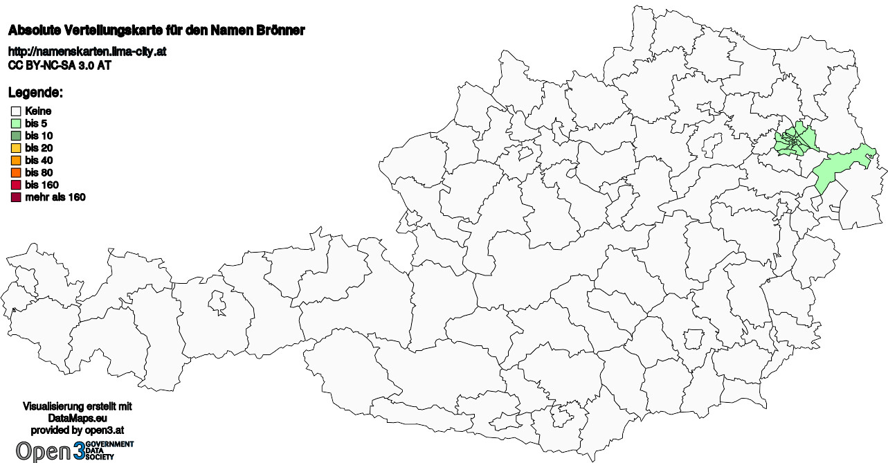 Absolute Verteilungskarten Nachnamen Brönner