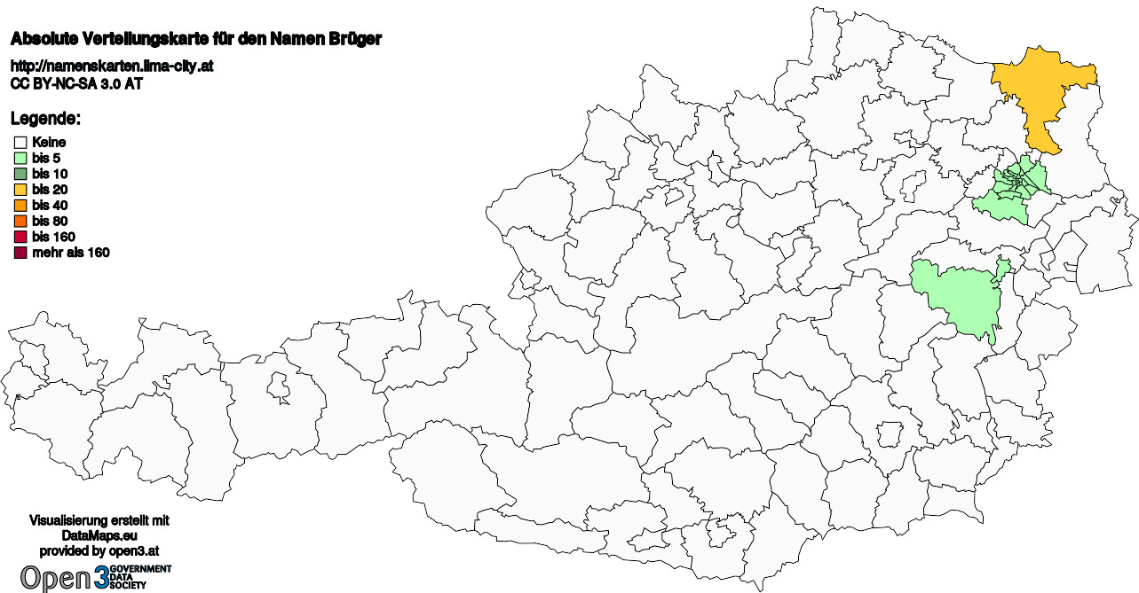 Absolute Verteilungskarten Nachnamen Brüger