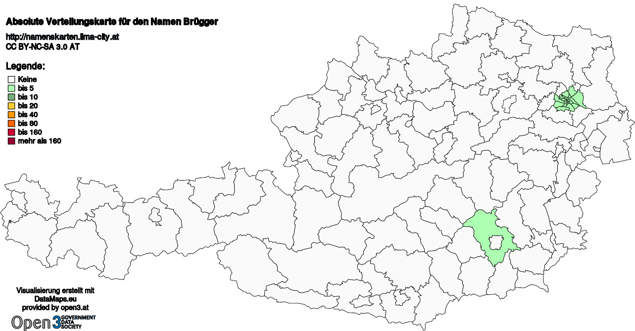 Absolute Verteilungskarten Nachnamen Brügger