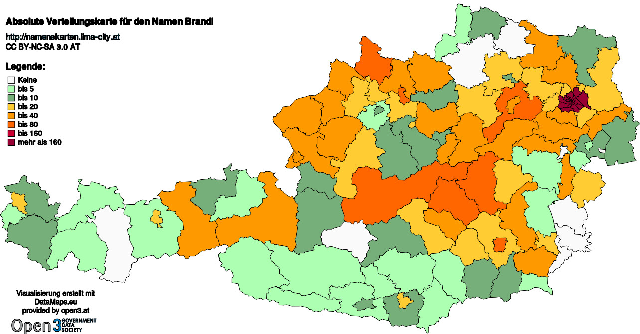 Absolute Verteilungskarten Nachnamen Brandl