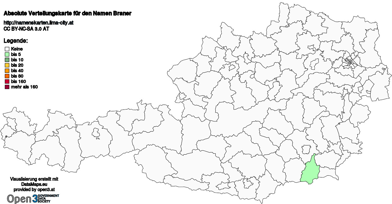 Absolute Verteilungskarten Nachnamen Braner