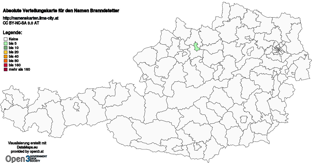 Absolute Verteilungskarten Nachnamen Branndstetter