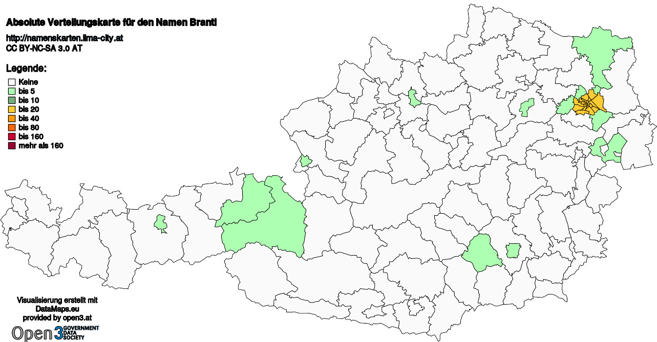 Absolute Verteilungskarten Nachnamen Brantl