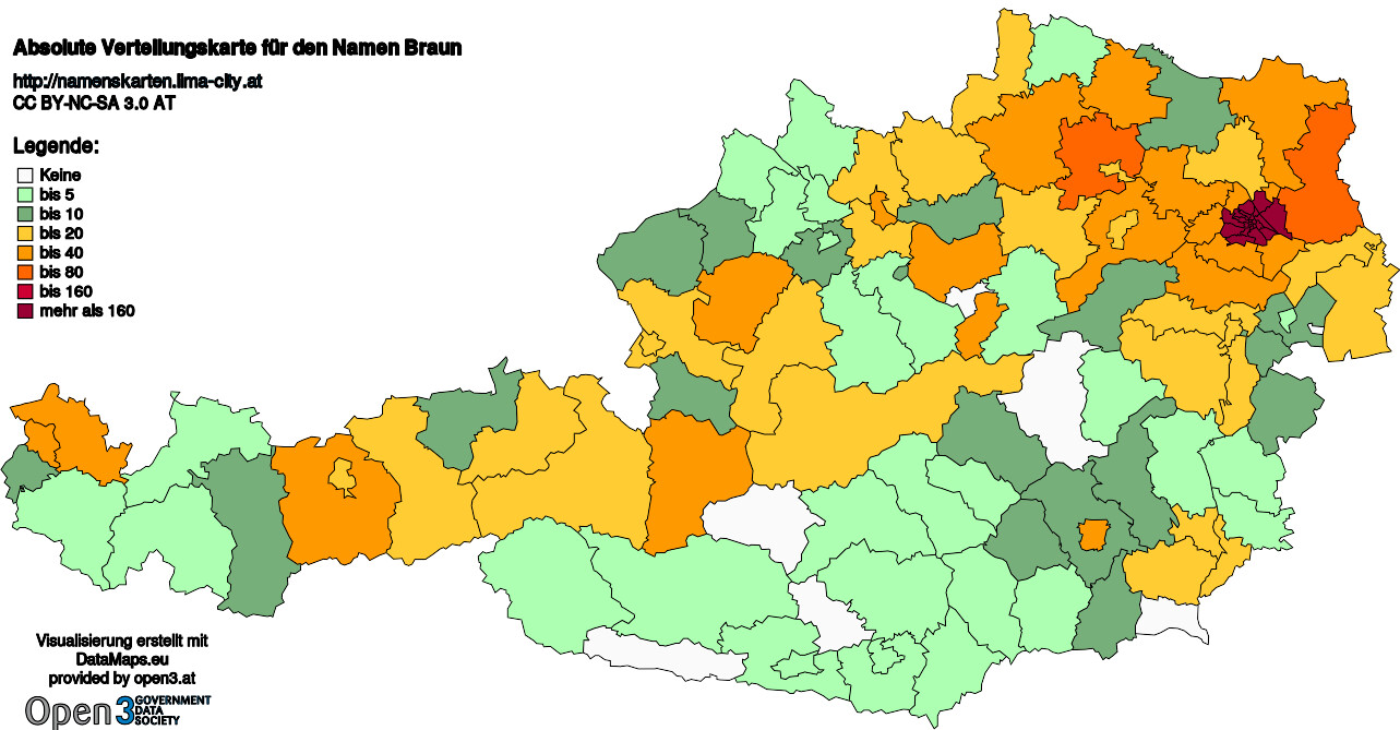 Absolute Verteilungskarten Nachnamen Braun