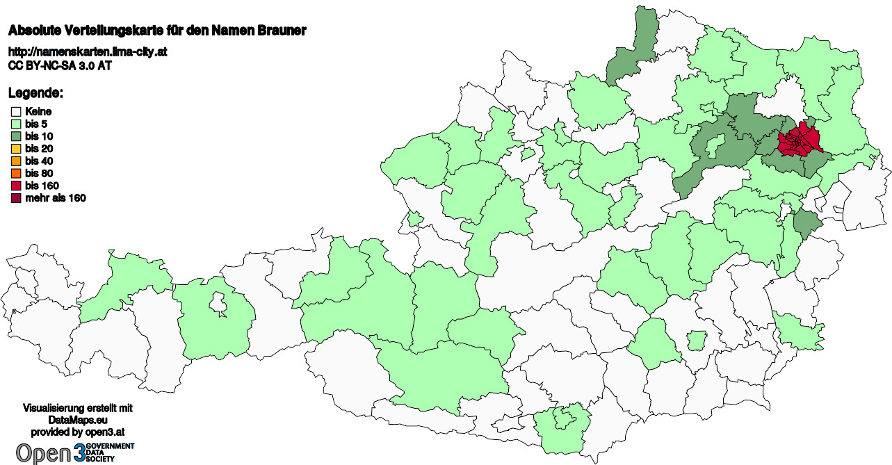 Absolute Verteilungskarten Nachnamen Brauner
