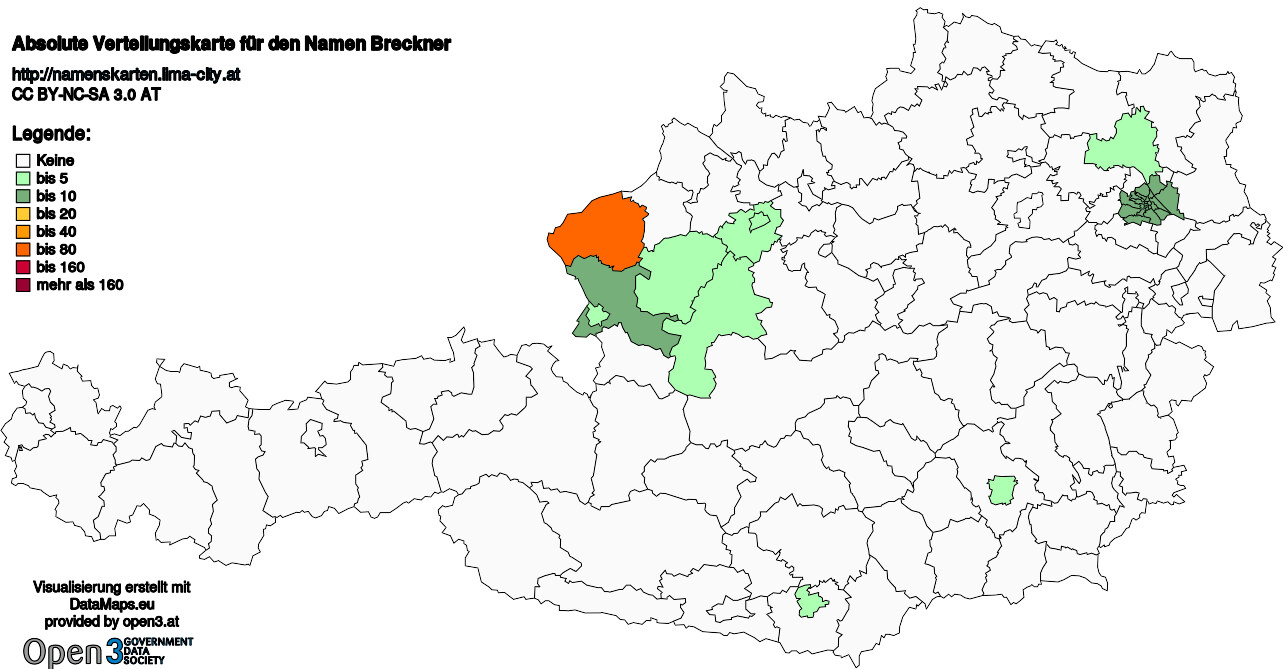 Absolute Verteilungskarten Nachnamen Breckner
