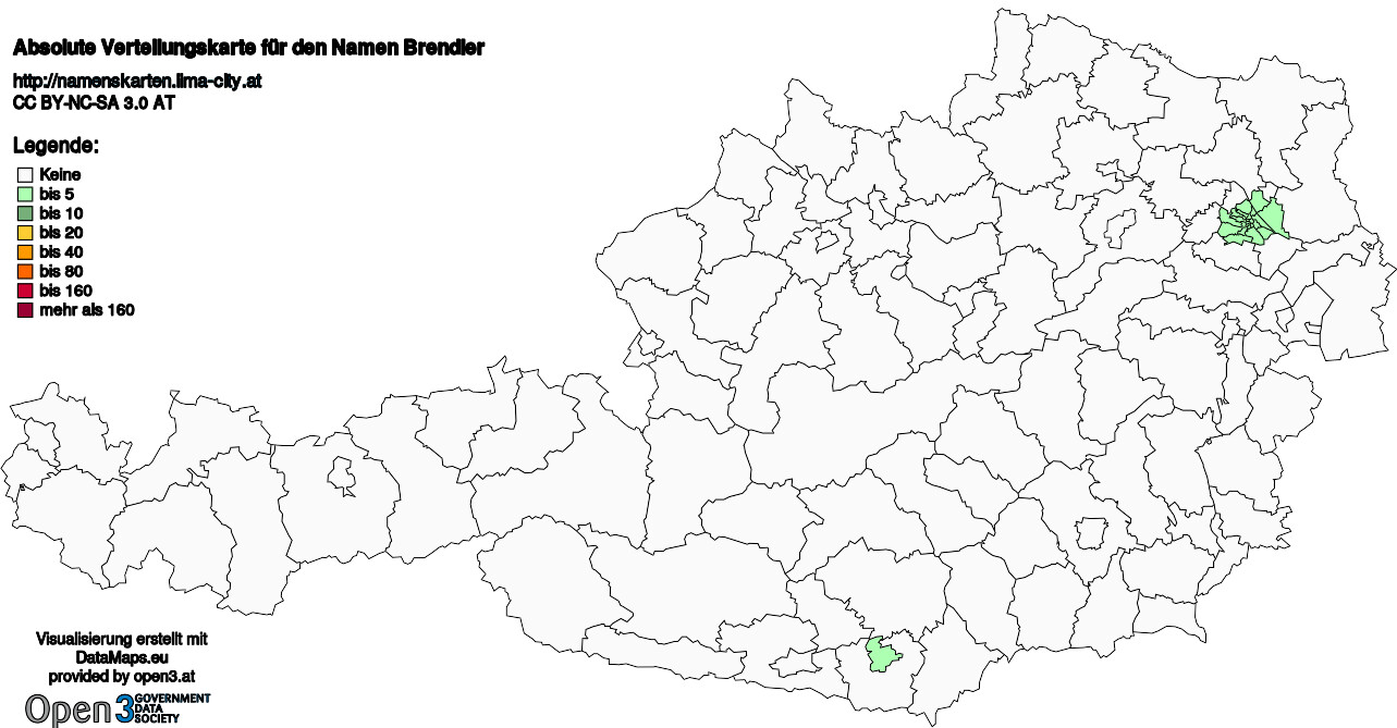 Absolute Verteilungskarten Nachnamen Brendler