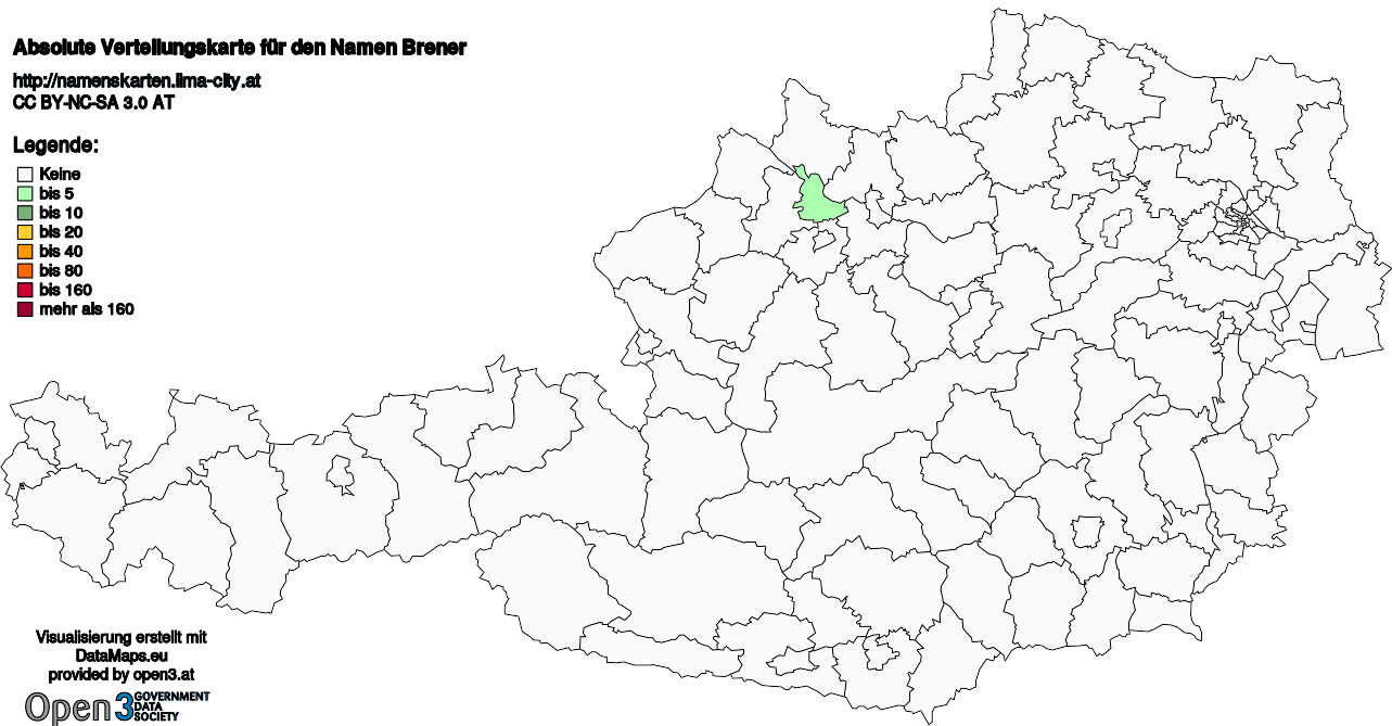 Absolute Verteilungskarten Nachnamen Brener