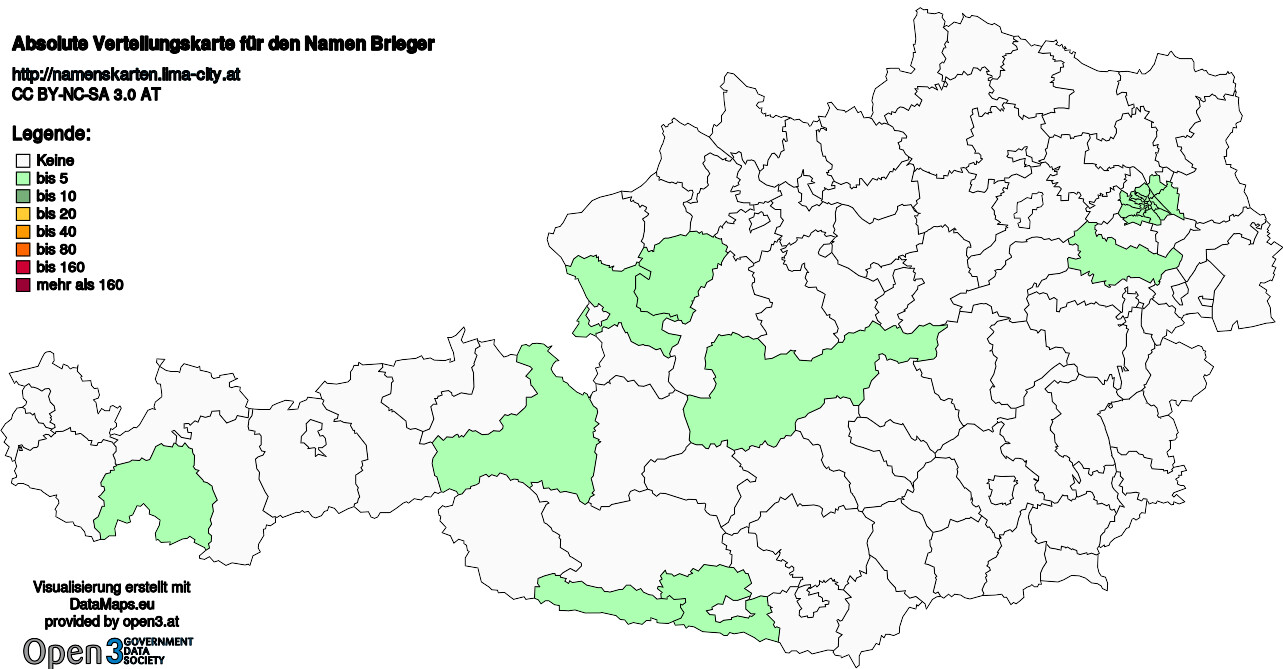 Absolute Verteilungskarten Nachnamen Brieger