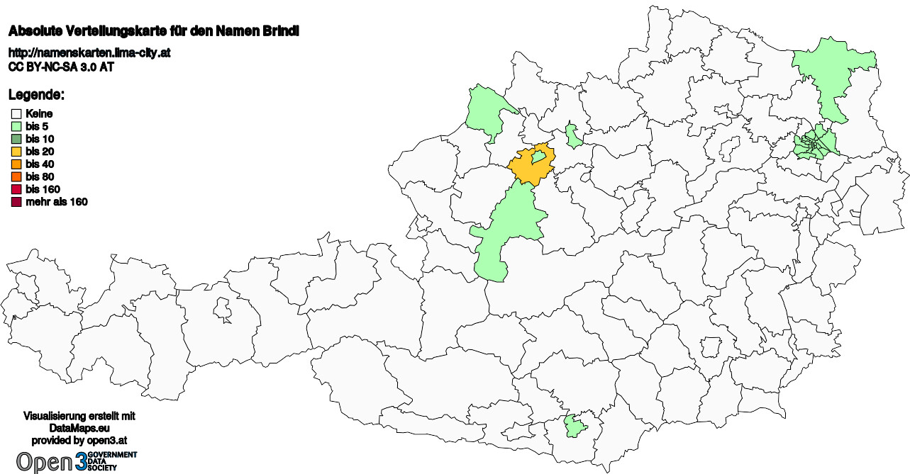 Absolute Verteilungskarten Nachnamen Brindl