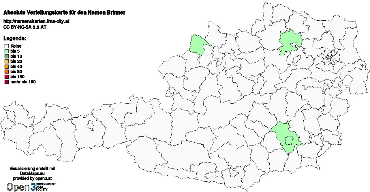 Absolute Verteilungskarten Nachnamen Brinner