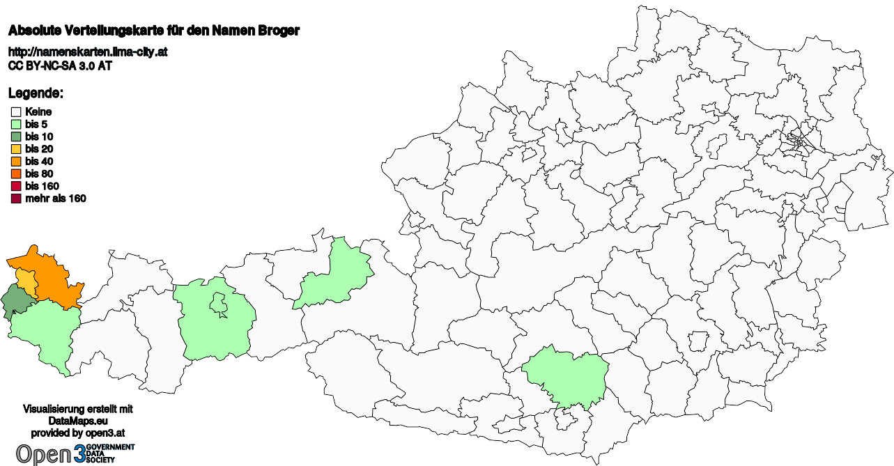Absolute Verteilungskarten Nachnamen Broger