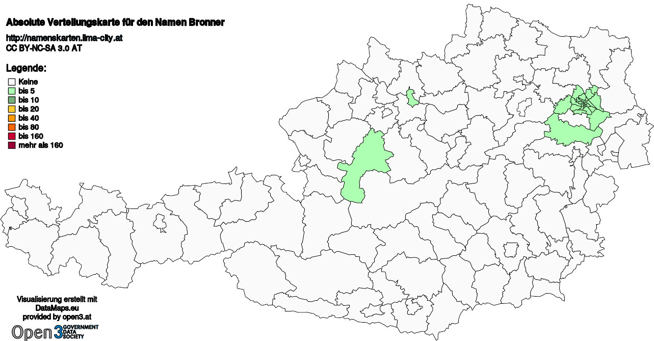 Absolute Verteilungskarten Nachnamen Bronner