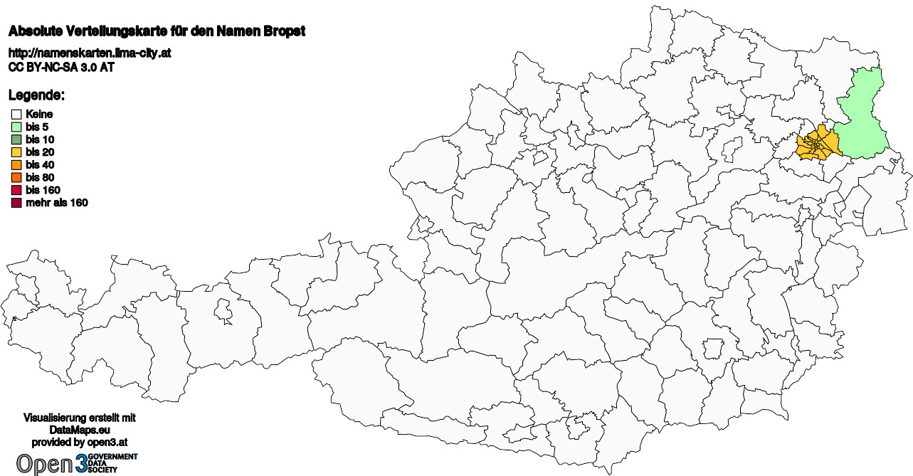Absolute Verteilungskarten Nachnamen Bropst