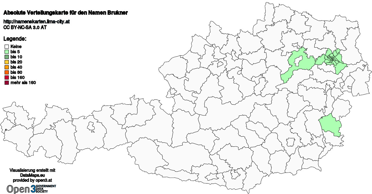Absolute Verteilungskarten Nachnamen Brukner