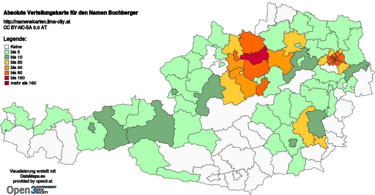 Absolute Verteilungskarten Nachnamen Buchberger