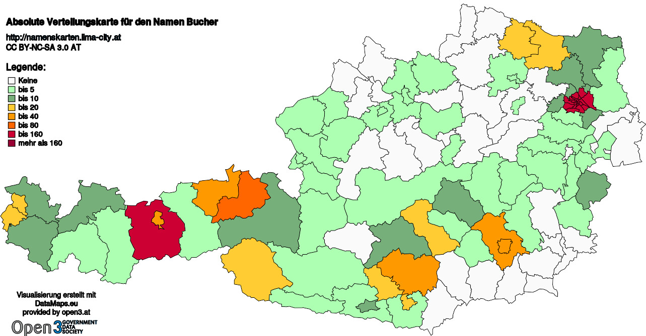 Absolute Verteilungskarten Nachnamen Bucher