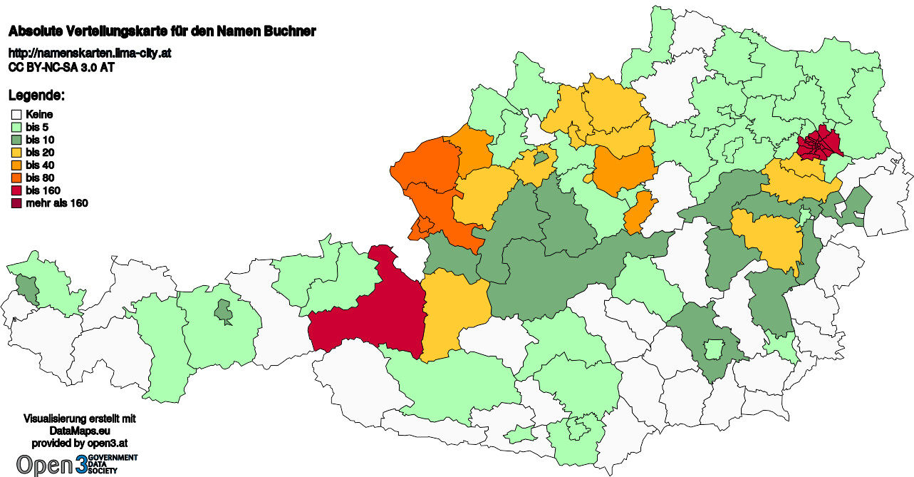 Absolute Verteilungskarten Nachnamen Buchner