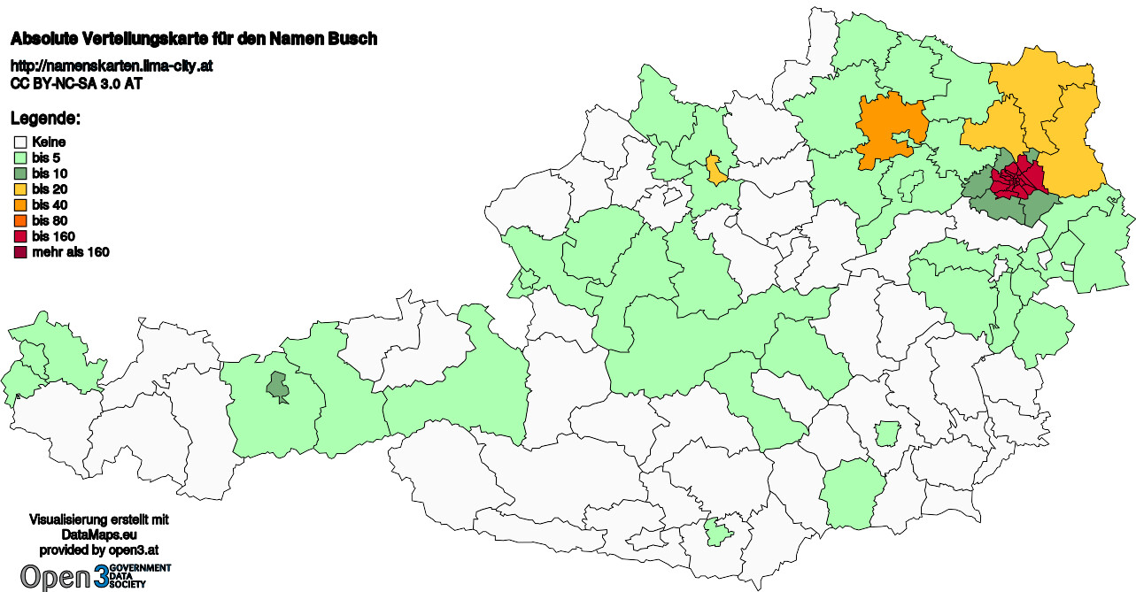Absolute Verteilungskarten Nachnamen Busch