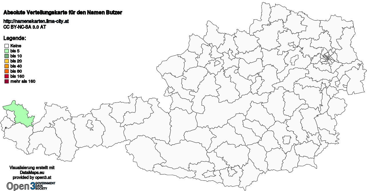 Absolute Verteilungskarten Nachnamen Butzer