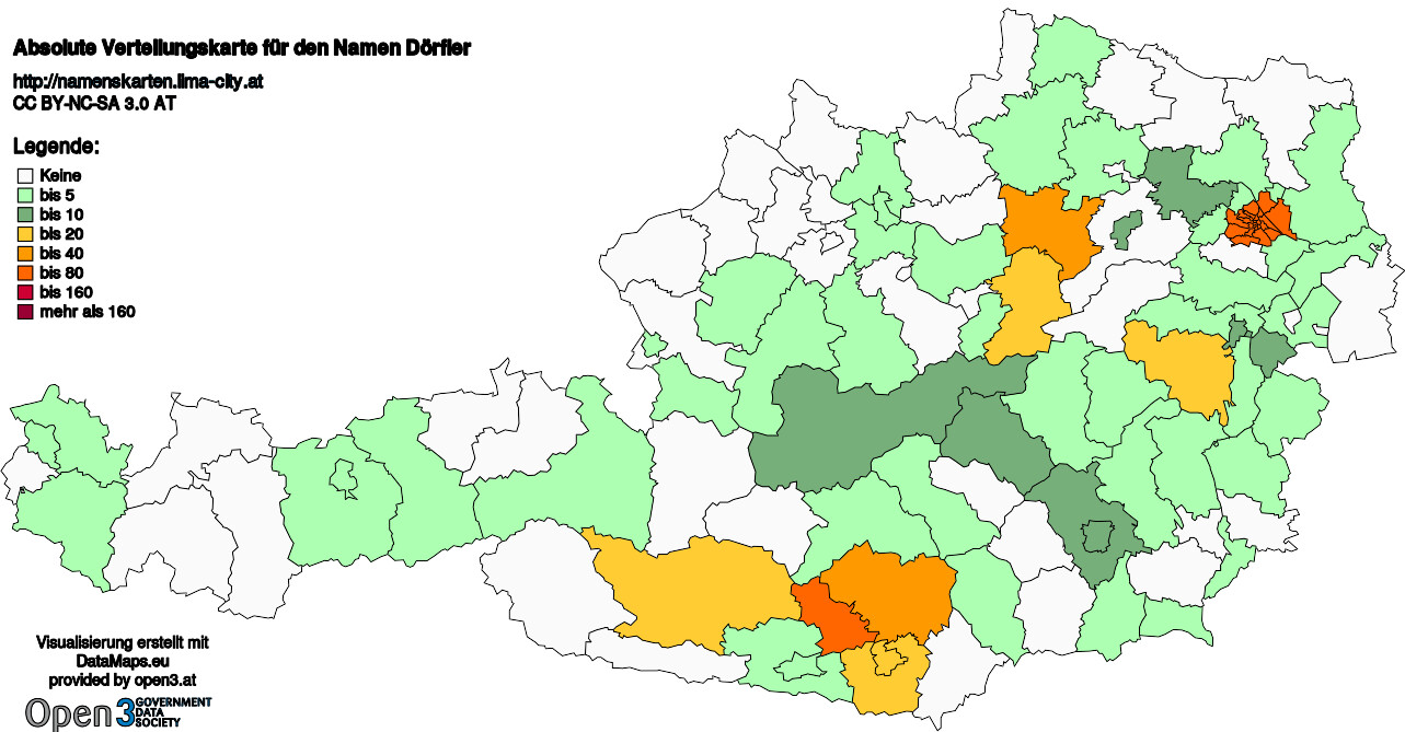 Absolute Verteilungskarten Nachnamen Dörfler