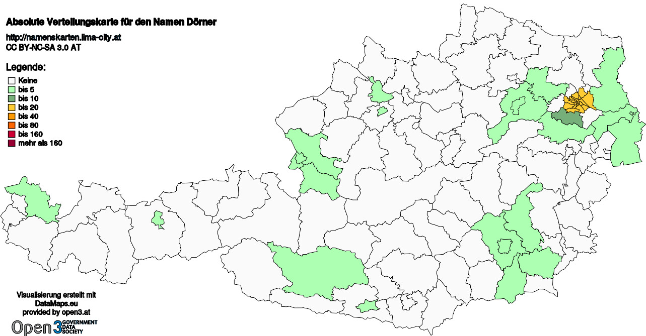 Absolute Verteilungskarten Nachnamen Dörner