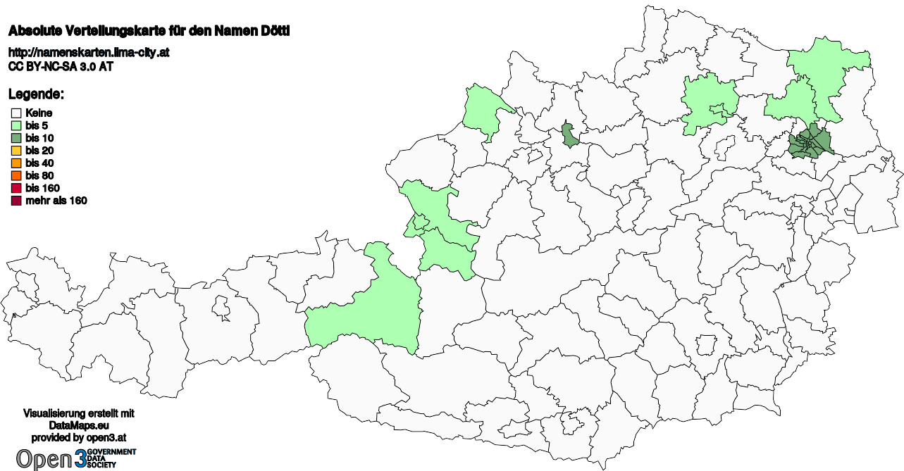 Absolute Verteilungskarten Nachnamen Döttl
