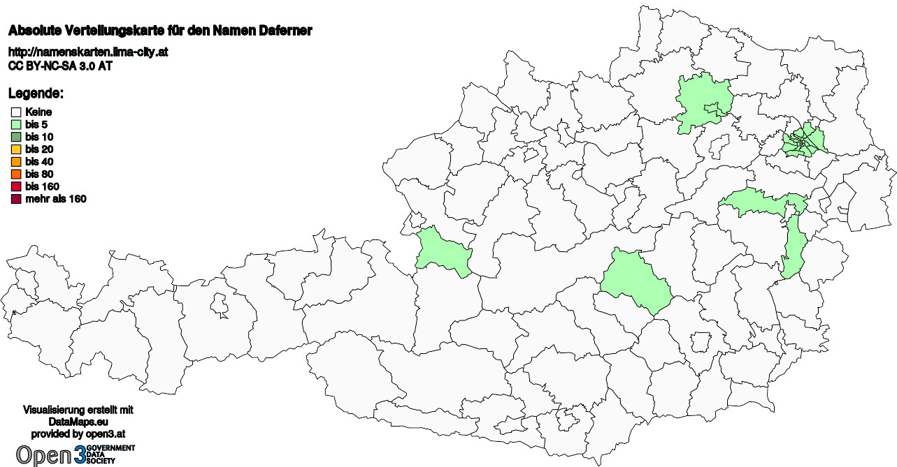 Absolute Verteilungskarten Nachnamen Daferner