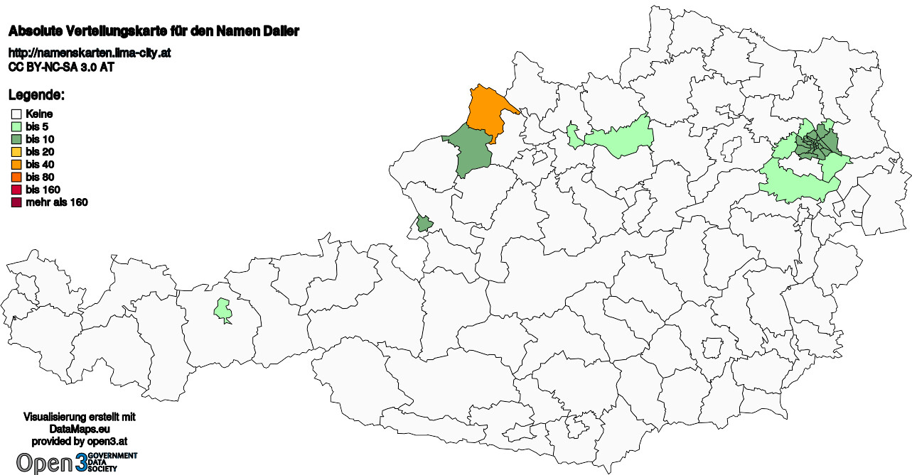 Absolute Verteilungskarten Nachnamen Daller